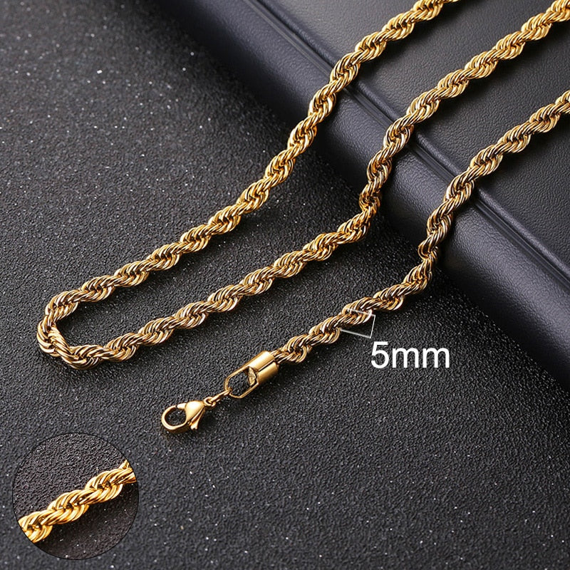 Vnox Cuban Chain Necklace for Men Women, Basic Punk Stainless Steel Curb Link Chain Chokers,Vintage Gold Color Solid Metal Colla