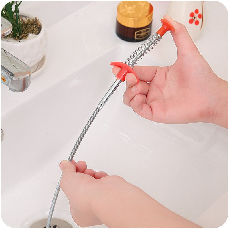 Spring Pipe Dredging recovery Tools, Drain Snake, Drain Cleaner Sticks Clog Remover Cleaning Tools Household for Kitchen Sink 24.5 inches