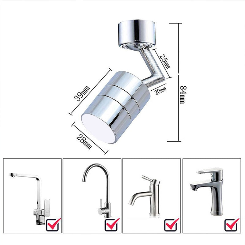 Universal Splash Filter Faucet 720 Degrees Spray Head Anti Splash Filter Faucet Movable Kitchen Tap Water Saving Nozzle Sprayer