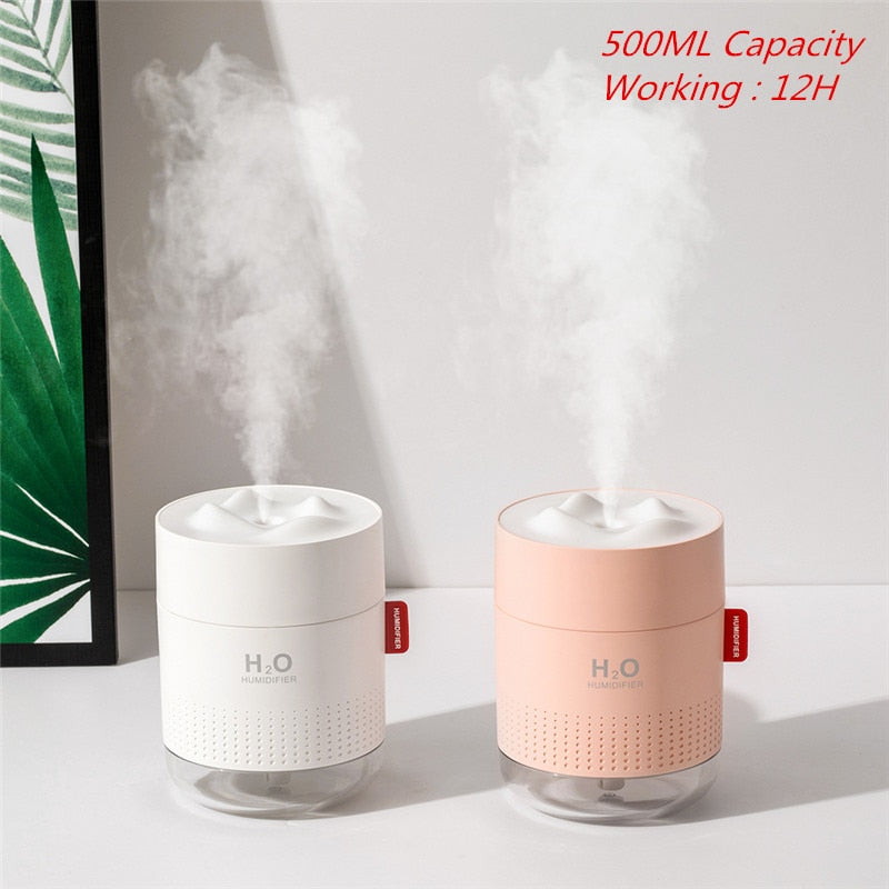 Ultrasonic Air Humidifier with Romantic Lamp USB Car Mist Maker Aroma Oil Diffuser Aromatherapy Humidifiers 500ML Large Capacity