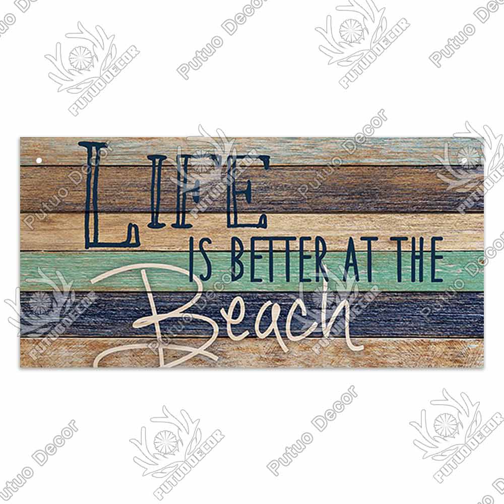 Patio Decor Beach Signs Hanging Plaque Summer Wood Wall Plaque Wooden Signs for Beach House Decoration Bar Beach Tent Decor