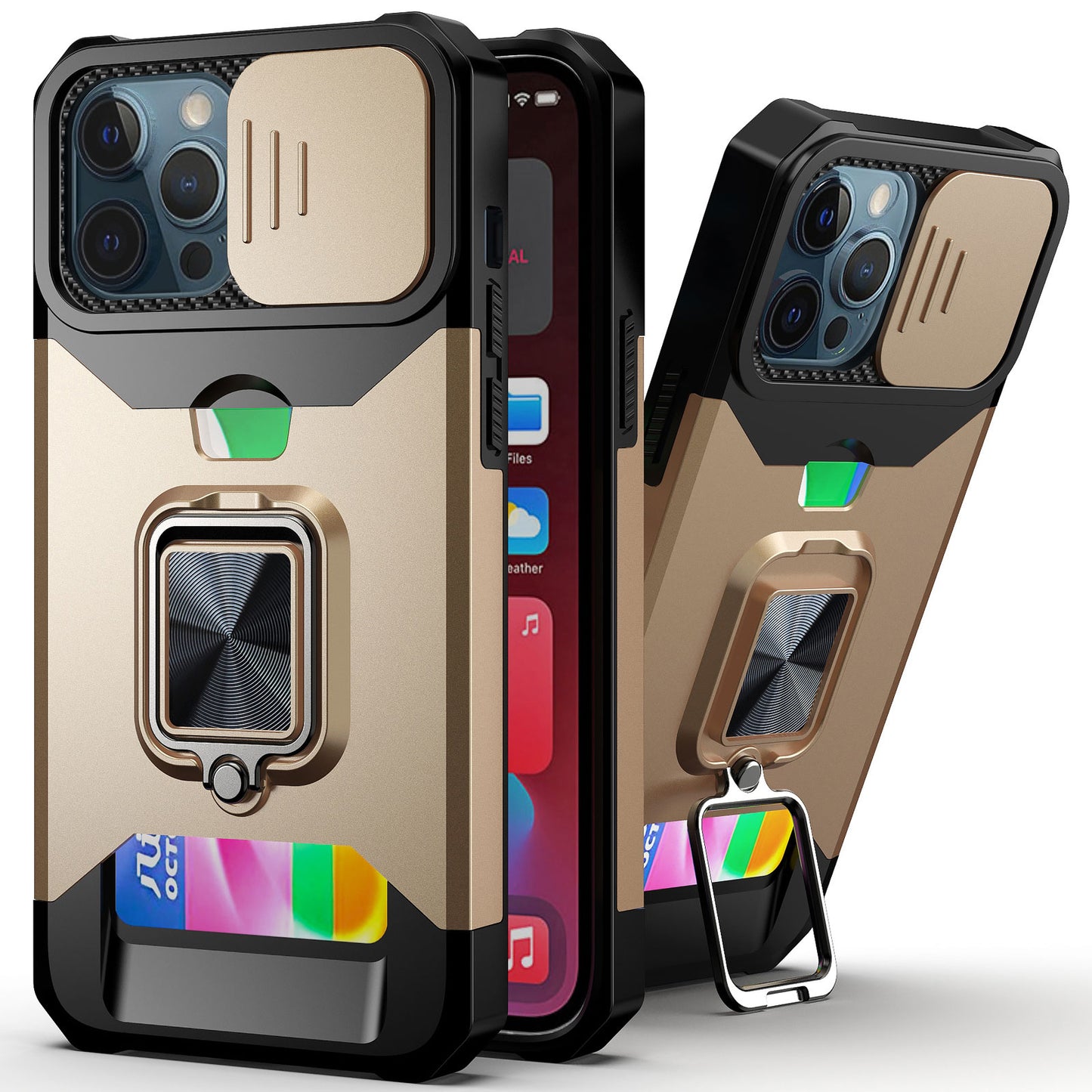 Cell Phone cover 360 Rotate Ring Stand Magnetic Card Slot Credit Cover for iPhone 13 12 11 Pro Max