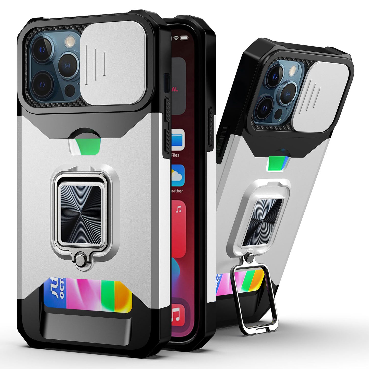 Cell Phone cover 360 Rotate Ring Stand Magnetic Card Slot Credit Cover for iPhone 13 12 11 Pro Max