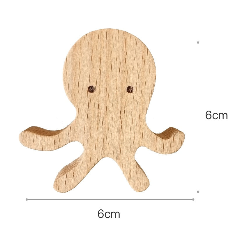 Wooden Hooks Cute Room Decor Animal Hook Wall Keychain Coat Hook Home Decoration Solid Wood Hook Hanger Kitchen Accessories