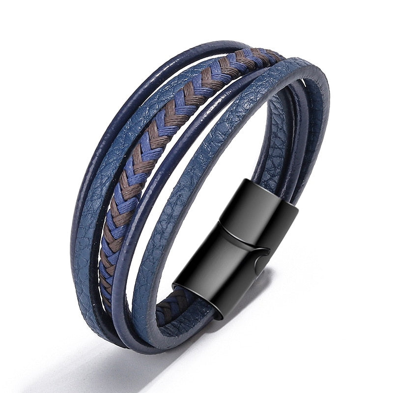 Trendy Genuine Leather Bracelets Mens Multilayer Braided Rope Bracelets Male Female Bracelets Retro Jewelry