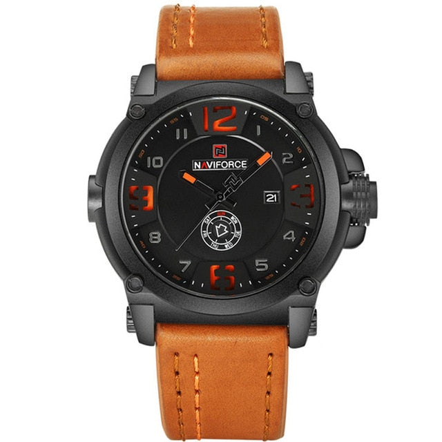 Watch NAVIFORCE Hot Sale Sport Mens Watches Top Brand Luxury Waterproof Leather Quartz Male Wristwatch