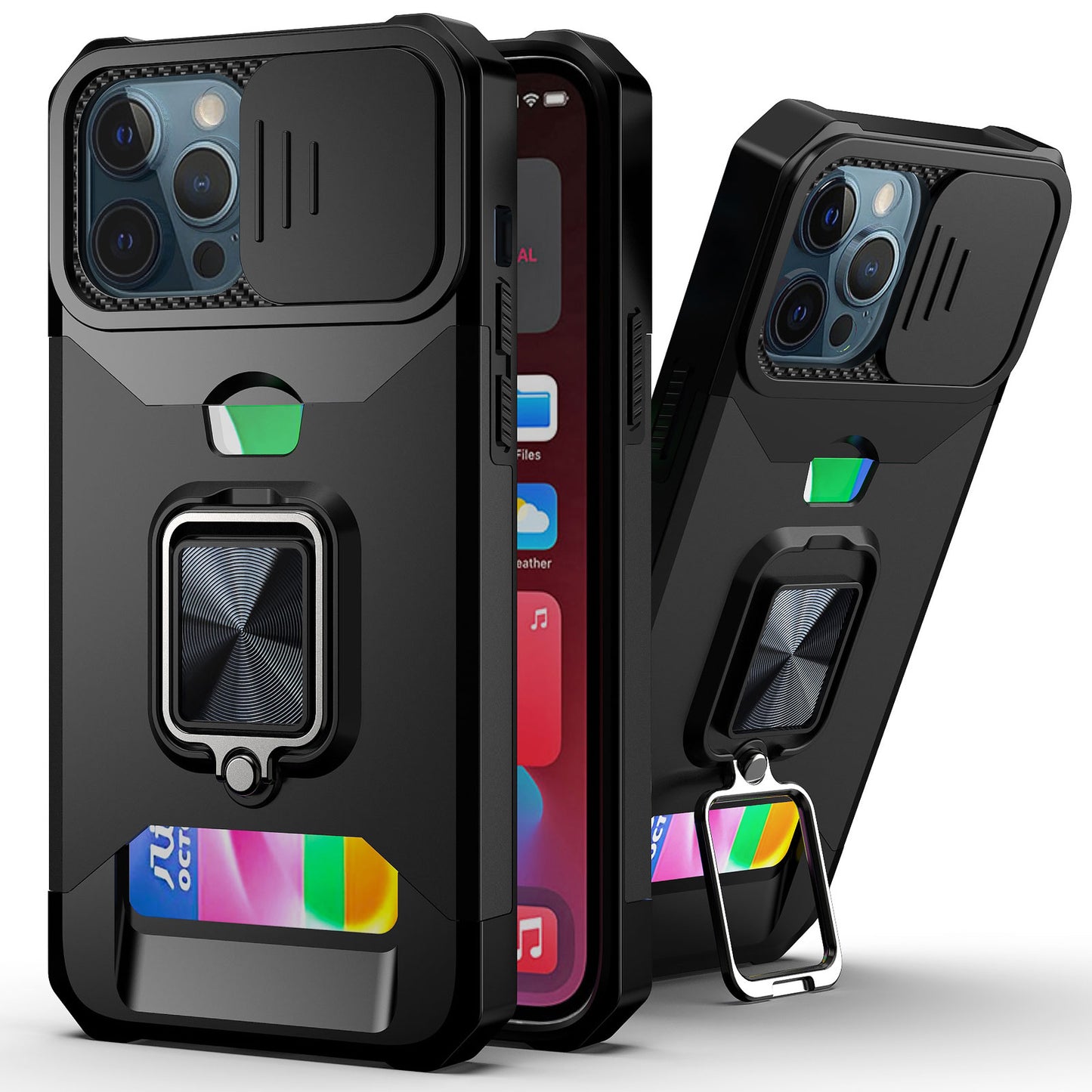 Cell Phone cover 360 Rotate Ring Stand Magnetic Card Slot Credit Cover for iPhone 13 12 11 Pro Max