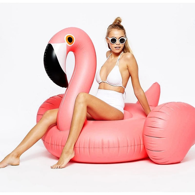 Inflatable Rose Gold Flamingo Swan Ride-on Swimming Pool Games Water Floats For pool 60 Inches Giant Summer Toys