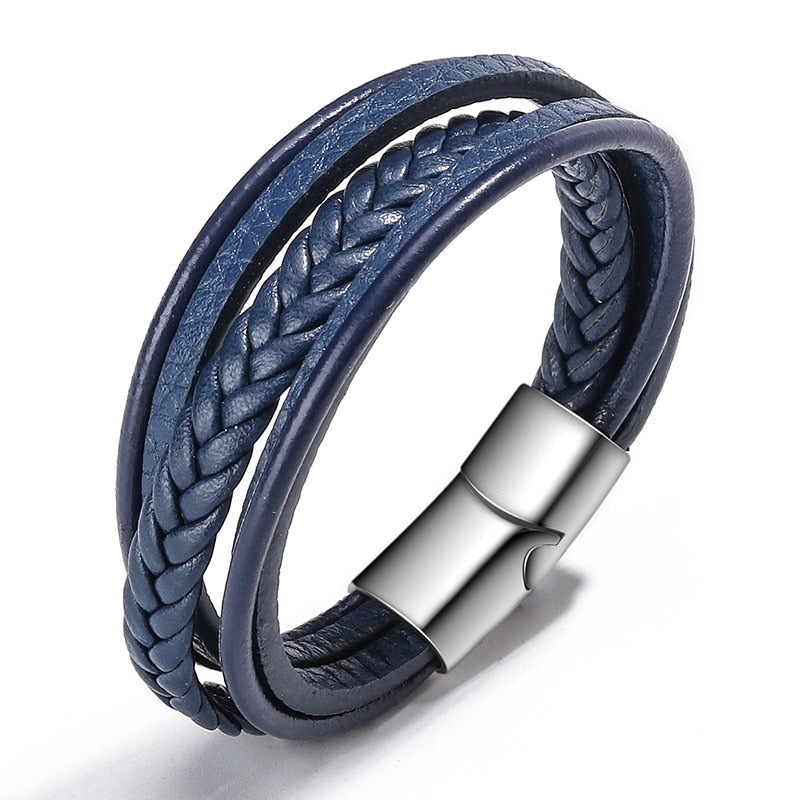 Trendy Genuine Leather Bracelets Mens Multilayer Braided Rope Bracelets Male Female Bracelets Retro Jewelry