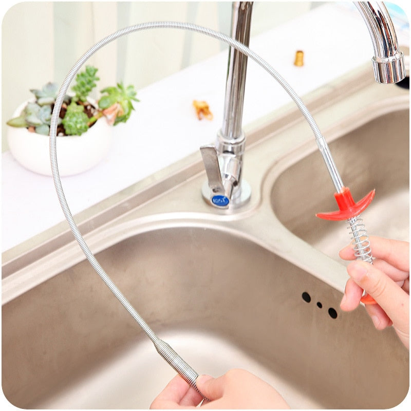 Spring Pipe Dredging recovery Tools, Drain Snake, Drain Cleaner Sticks Clog Remover Cleaning Tools Household for Kitchen Sink 24.5 inches
