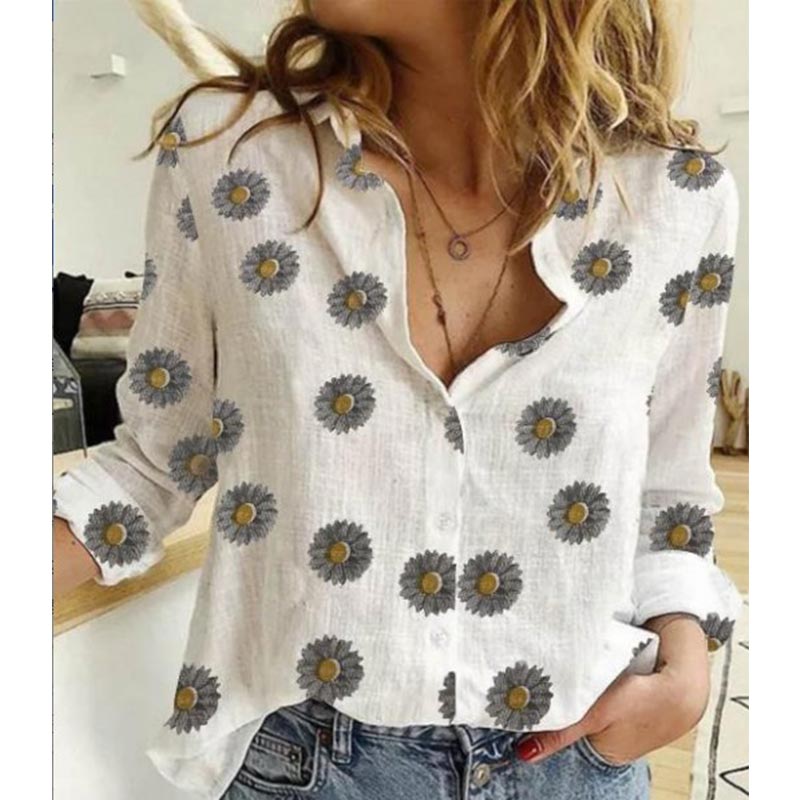 Casual Long Sleeve Birds Print Loose Shirts Women Oversized Cotton and Linen Blouses and Tops Vintage Streetwear Tunic Tees