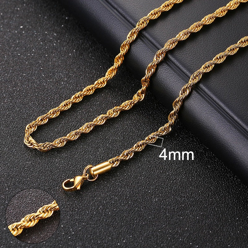 Vnox Cuban Chain Necklace for Men Women, Basic Punk Stainless Steel Curb Link Chain Chokers,Vintage Gold Color Solid Metal Colla