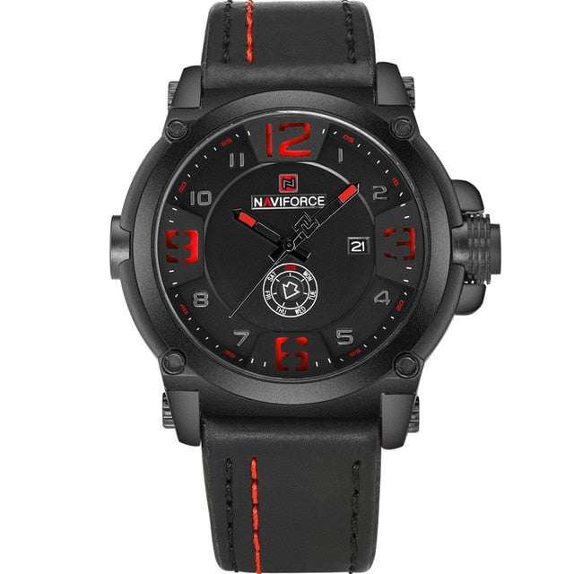 Watch NAVIFORCE Hot Sale Sport Mens Watches Top Brand Luxury Waterproof Leather Quartz Male Wristwatch