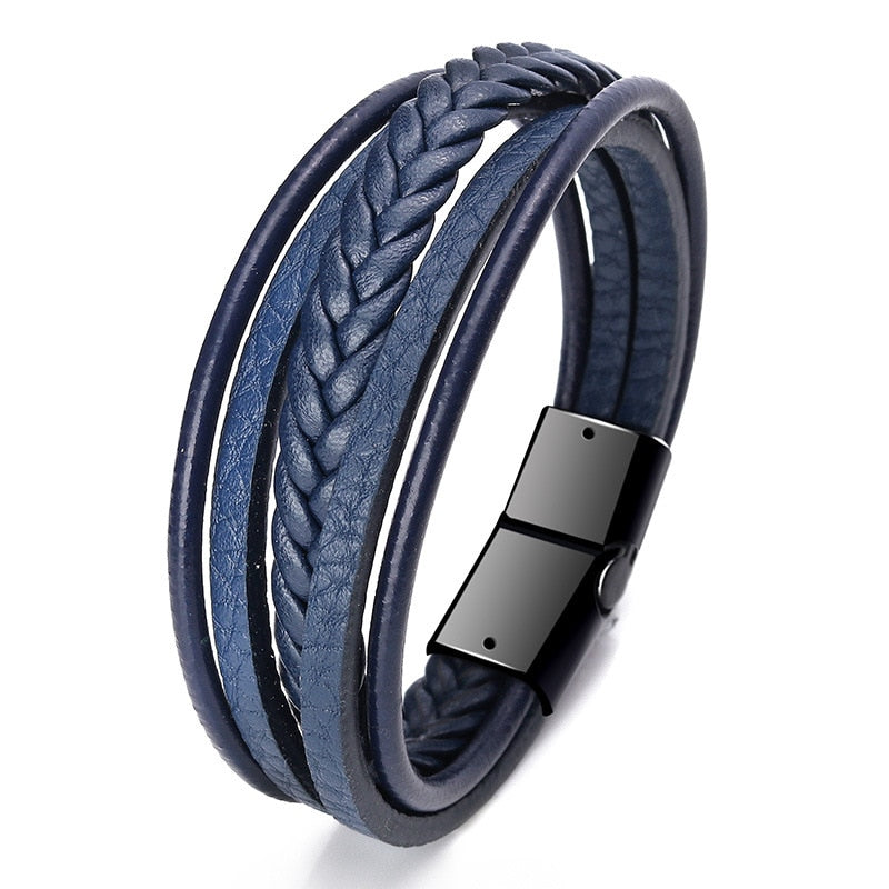 Trendy Genuine Leather Bracelets Mens Multilayer Braided Rope Bracelets Male Female Bracelets Retro Jewelry