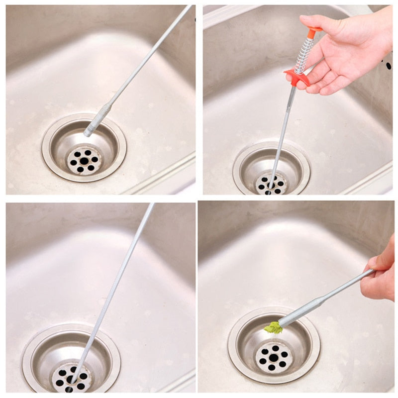 Spring Pipe Dredging recovery Tools, Drain Snake, Drain Cleaner Sticks Clog Remover Cleaning Tools Household for Kitchen Sink 24.5 inches