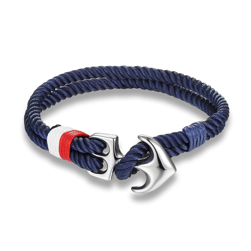 Lifestyle Anchor Bracelets Men Charm Nautical Survival Rope Chain Paracord Bracelet Male Wrap Metal Sport Hooks