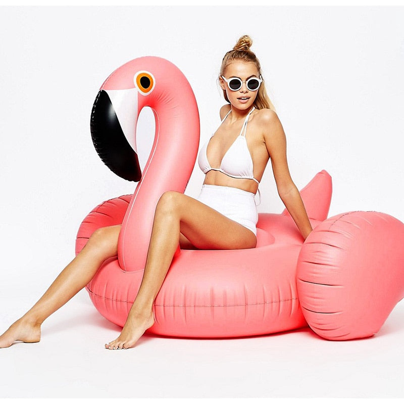 Inflatable Rose Gold Flamingo Swan Ride-on Swimming Pool Games Water Floats For pool 60 Inches Giant Summer Toys