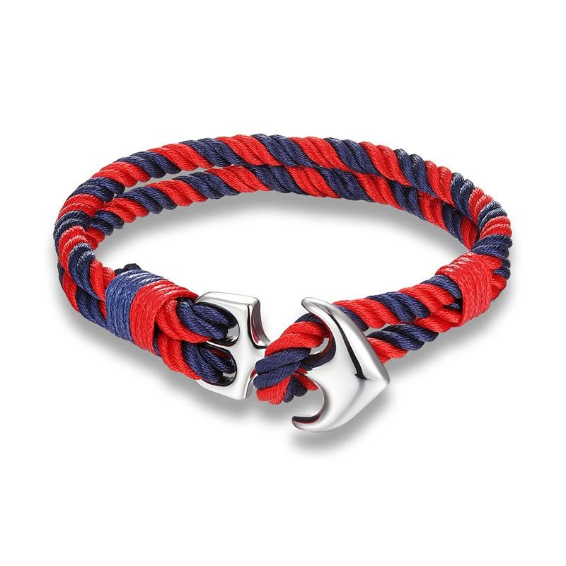 Lifestyle Anchor Bracelets Men Charm Nautical Survival Rope Chain Paracord Bracelet Male Wrap Metal Sport Hooks