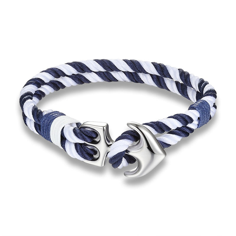 Lifestyle Anchor Bracelets Men Charm Nautical Survival Rope Chain Paracord Bracelet Male Wrap Metal Sport Hooks