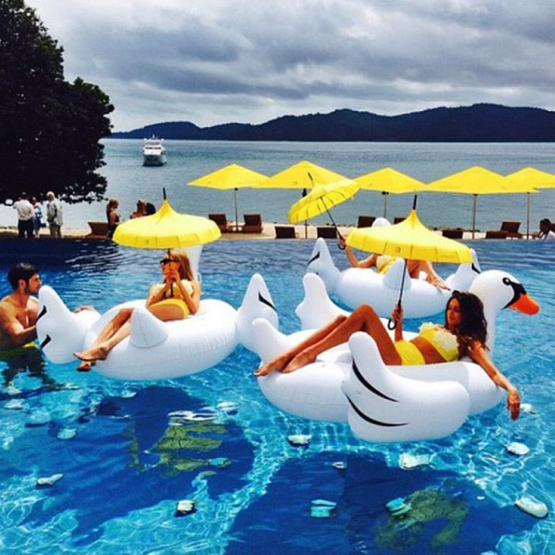 Inflatable Rose Gold Flamingo Swan Ride-on Swimming Pool Games Water Floats For pool 60 Inches Giant Summer Toys