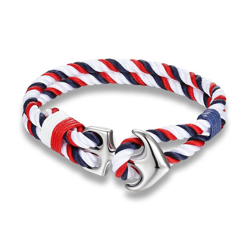 Lifestyle Anchor Bracelets Men Charm Nautical Survival Rope Chain Paracord Bracelet Male Wrap Metal Sport Hooks