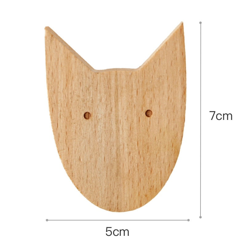 Wooden Hooks Cute Room Decor Animal Hook Wall Keychain Coat Hook Home Decoration Solid Wood Hook Hanger Kitchen Accessories