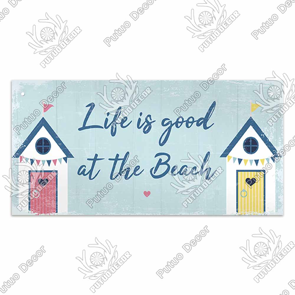 Patio Decor Beach Signs Hanging Plaque Summer Wood Wall Plaque Wooden Signs for Beach House Decoration Bar Beach Tent Decor