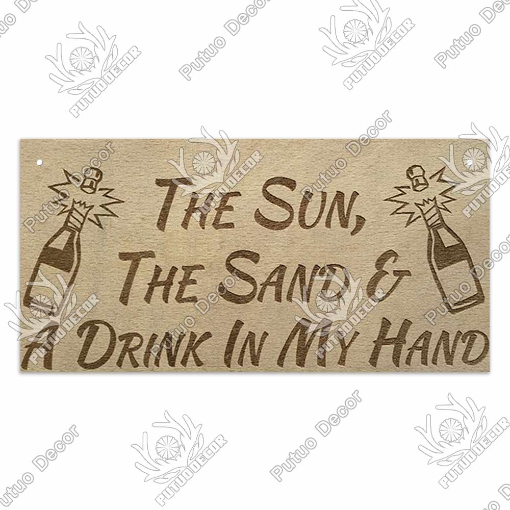 Patio Decor Beach Signs Hanging Plaque Summer Wood Wall Plaque Wooden Signs for Beach House Decoration Bar Beach Tent Decor