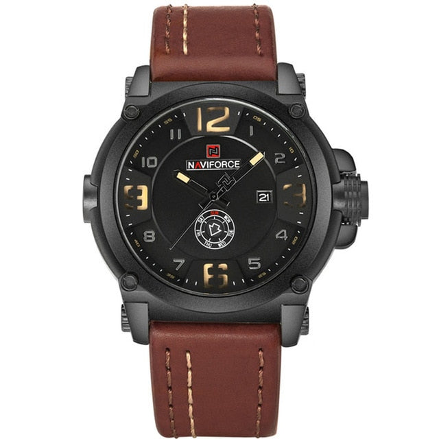Watch NAVIFORCE Hot Sale Sport Mens Watches Top Brand Luxury Waterproof Leather Quartz Male Wristwatch