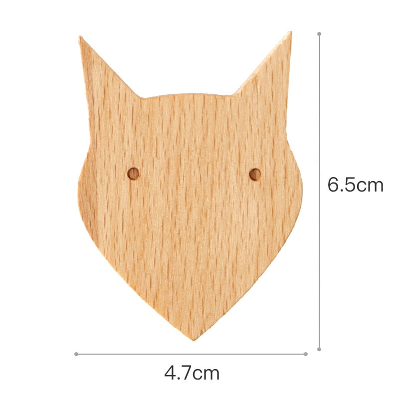 Wooden Hooks Cute Room Decor Animal Hook Wall Keychain Coat Hook Home Decoration Solid Wood Hook Hanger Kitchen Accessories
