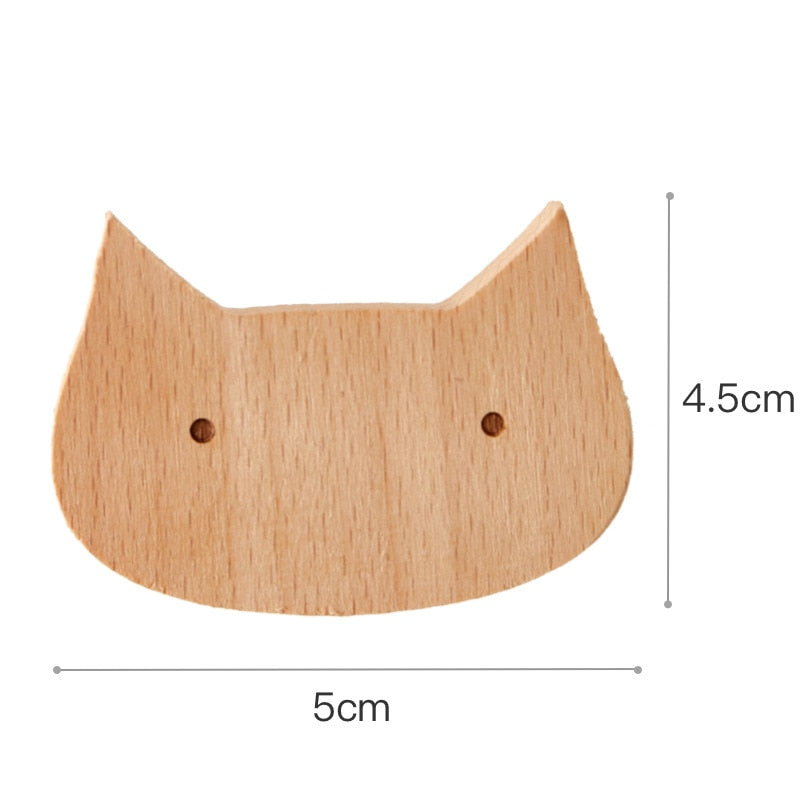 Wooden Hooks Cute Room Decor Animal Hook Wall Keychain Coat Hook Home Decoration Solid Wood Hook Hanger Kitchen Accessories