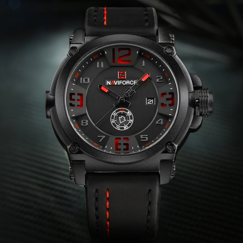 Watch NAVIFORCE Hot Sale Sport Mens Watches Top Brand Luxury Waterproof Leather Quartz Male Wristwatch