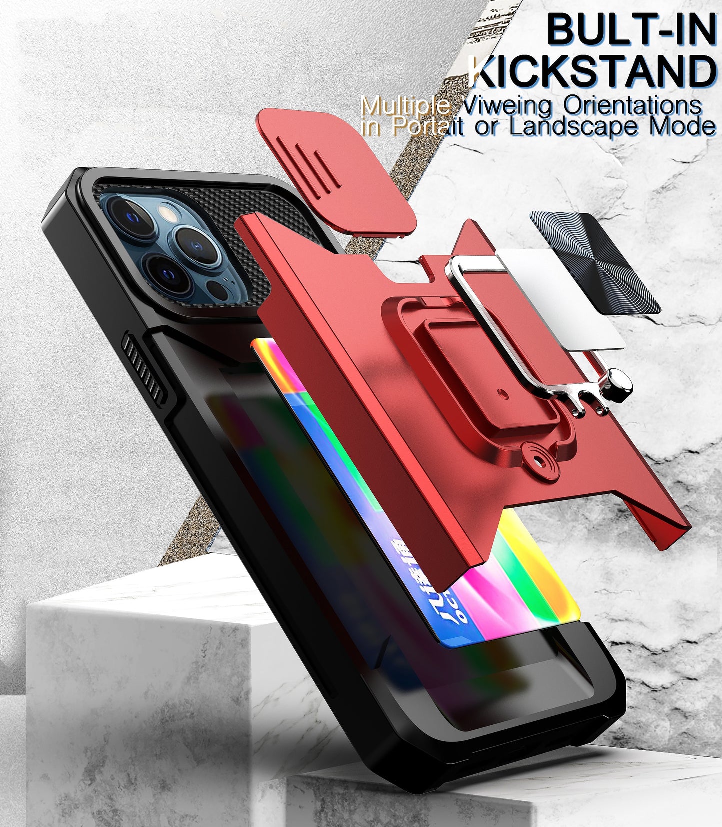 Cell Phone cover 360 Rotate Ring Stand Magnetic Card Slot Credit Cover for iPhone 13 12 11 Pro Max