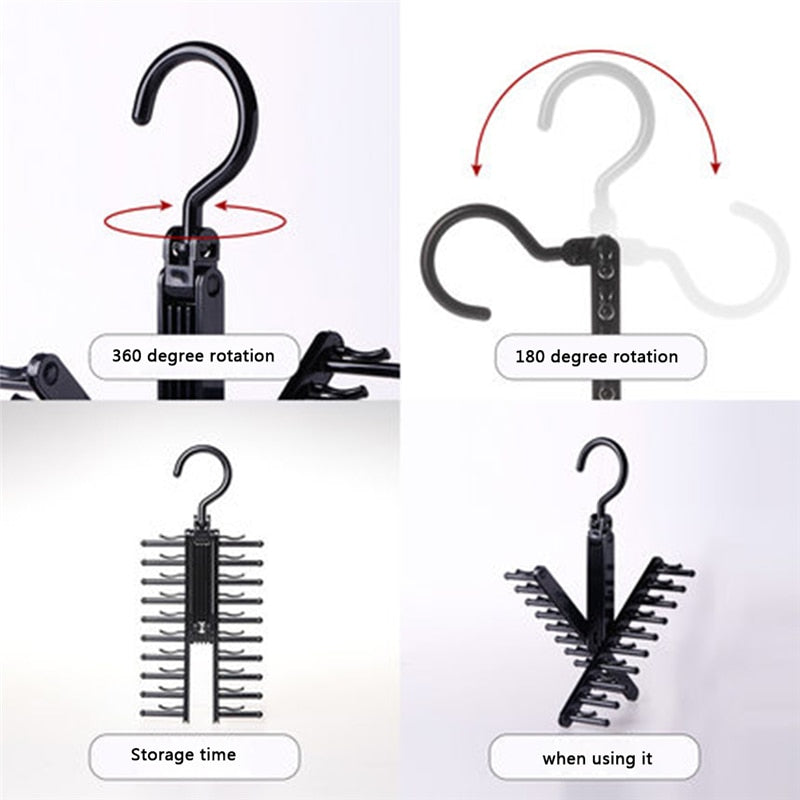 Creative Adjustable 360 Degree Rotating Tie Rack Belt Scarf Neckties Hanger Holder Closet Storage Organizer
