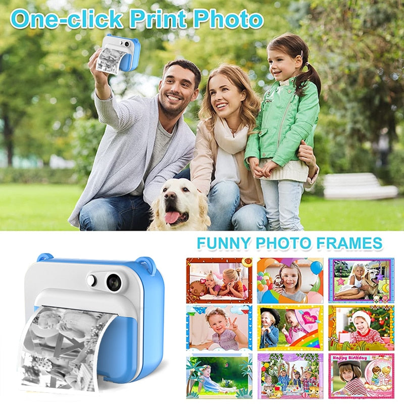 Childrens Instant Print Camera With Thermal Printer Kids Digital Photo Camera Girls Toy Child Camera Video boys Birthday Gift