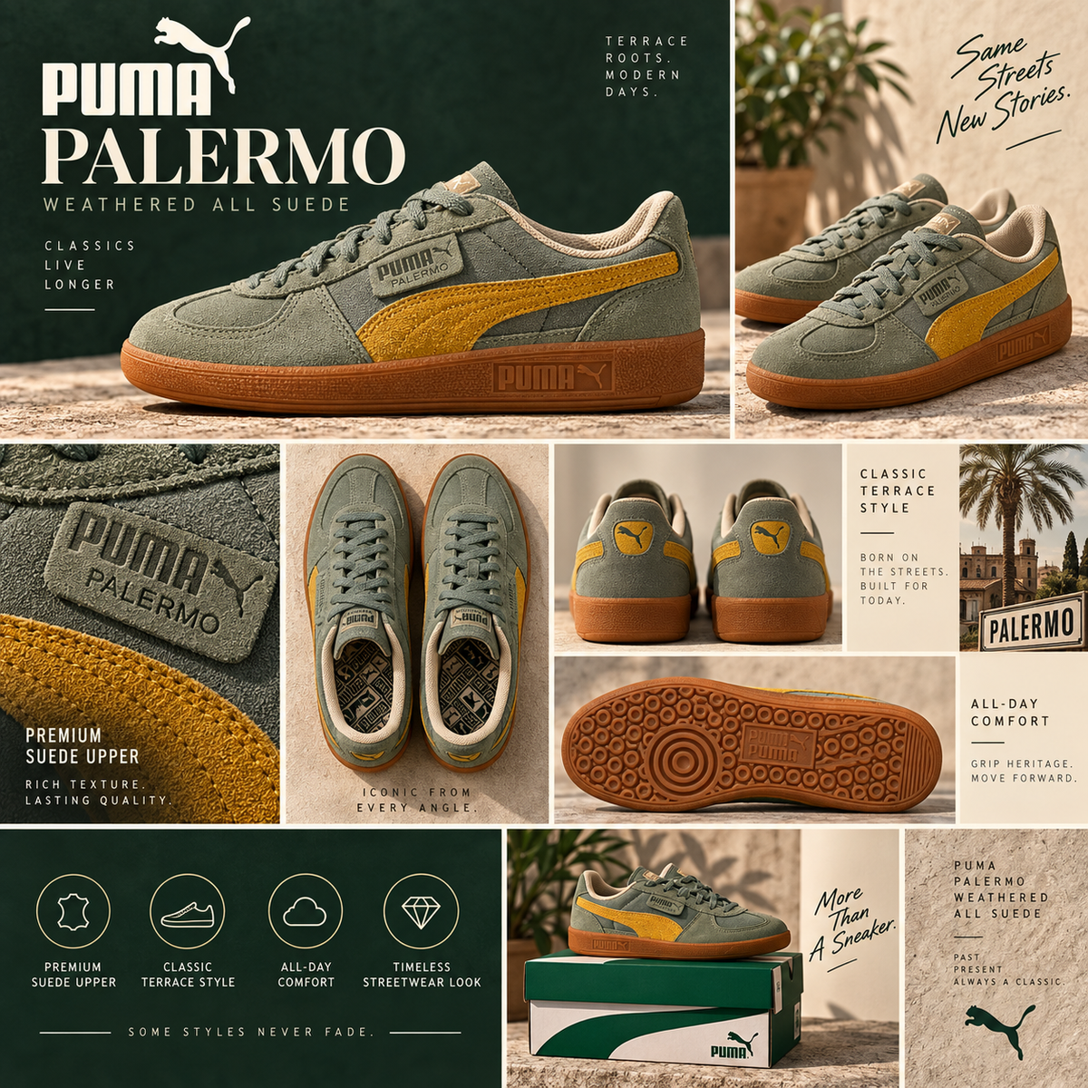 Puma Palermo Weathered All Suede Sneakers