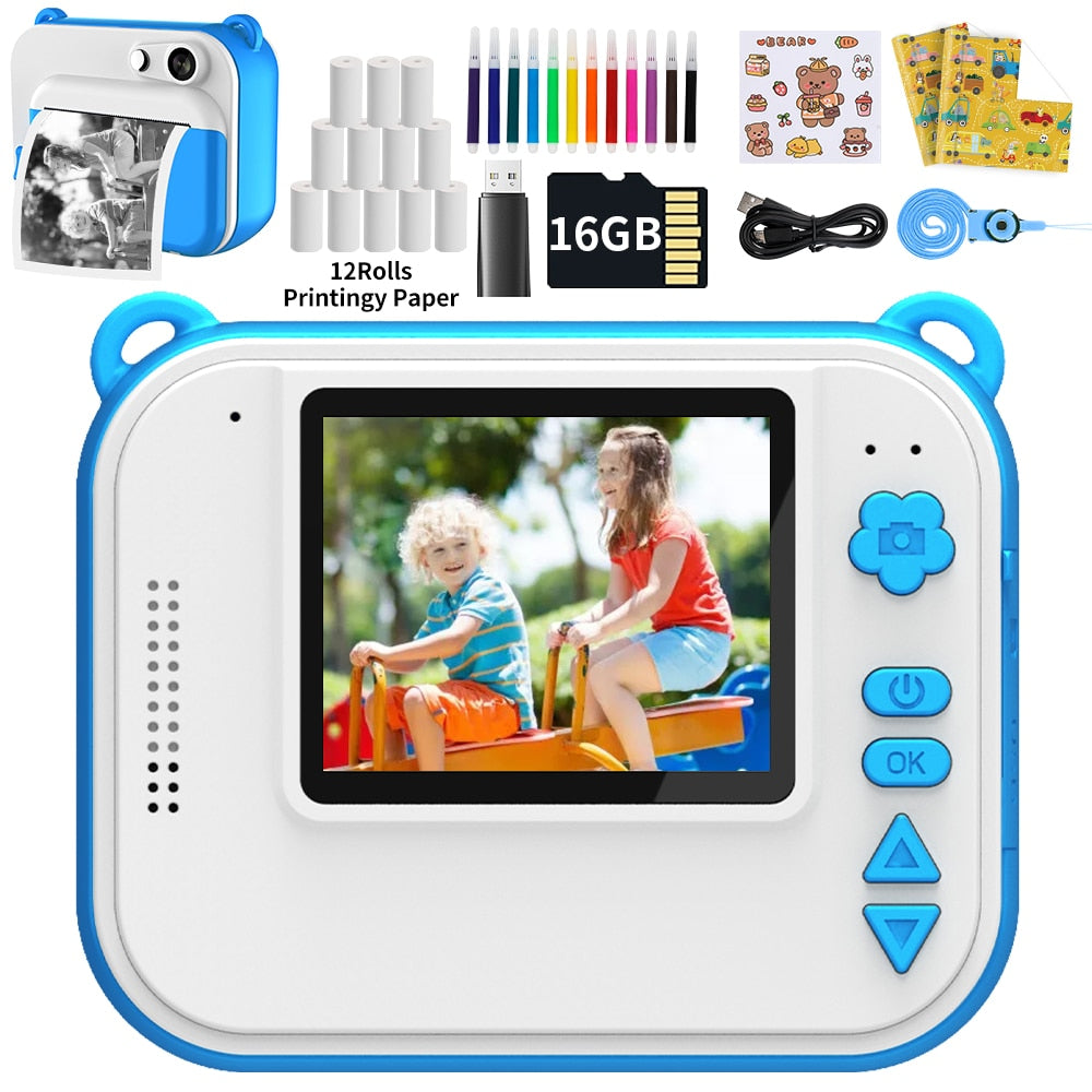 Childrens Instant Print Camera With Thermal Printer Kids Digital Photo Camera Girls Toy Child Camera Video boys Birthday Gift