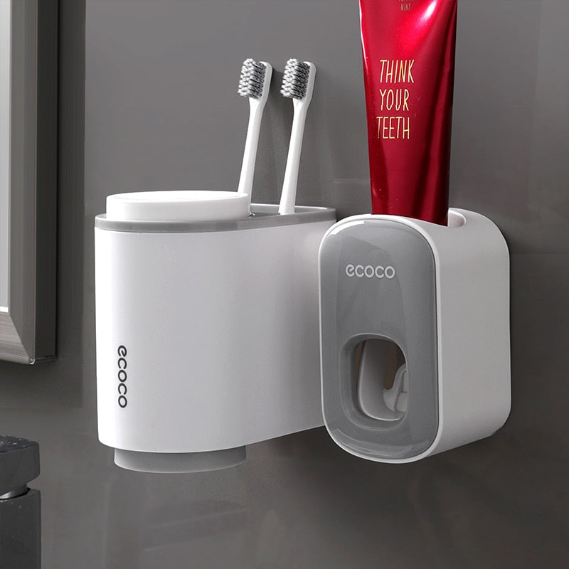 Toothbrush Holder Toothpaste Dispenser Wall Mount Toothbrush Cup Storage Rack Toothpaste Squeezer bathroom accesories
