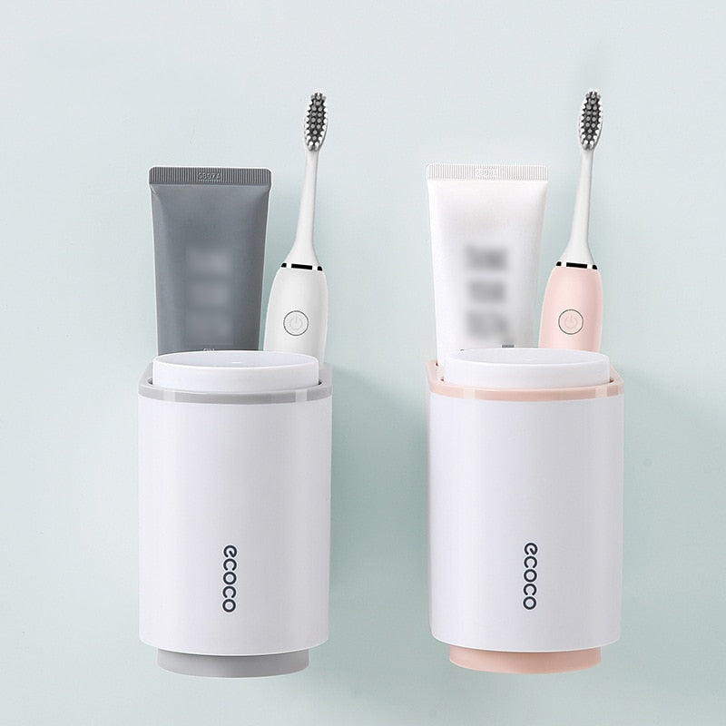 Toothbrush Holder Toothpaste Dispenser Wall Mount Toothbrush Cup Storage Rack Toothpaste Squeezer bathroom accesories