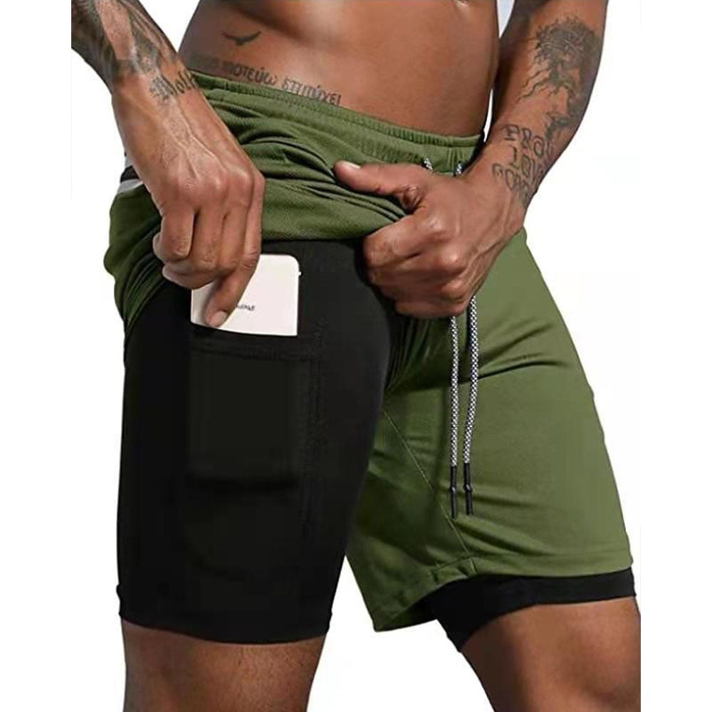 Sport Shorts Men Sportswear Double-deck Running Shorts 2 In 1 Beach Bottoms Summer Gym Fitness Training Jogging Short Pants