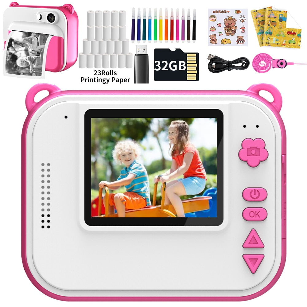 Childrens Instant Print Camera With Thermal Printer Kids Digital Photo Camera Girls Toy Child Camera Video boys Birthday Gift