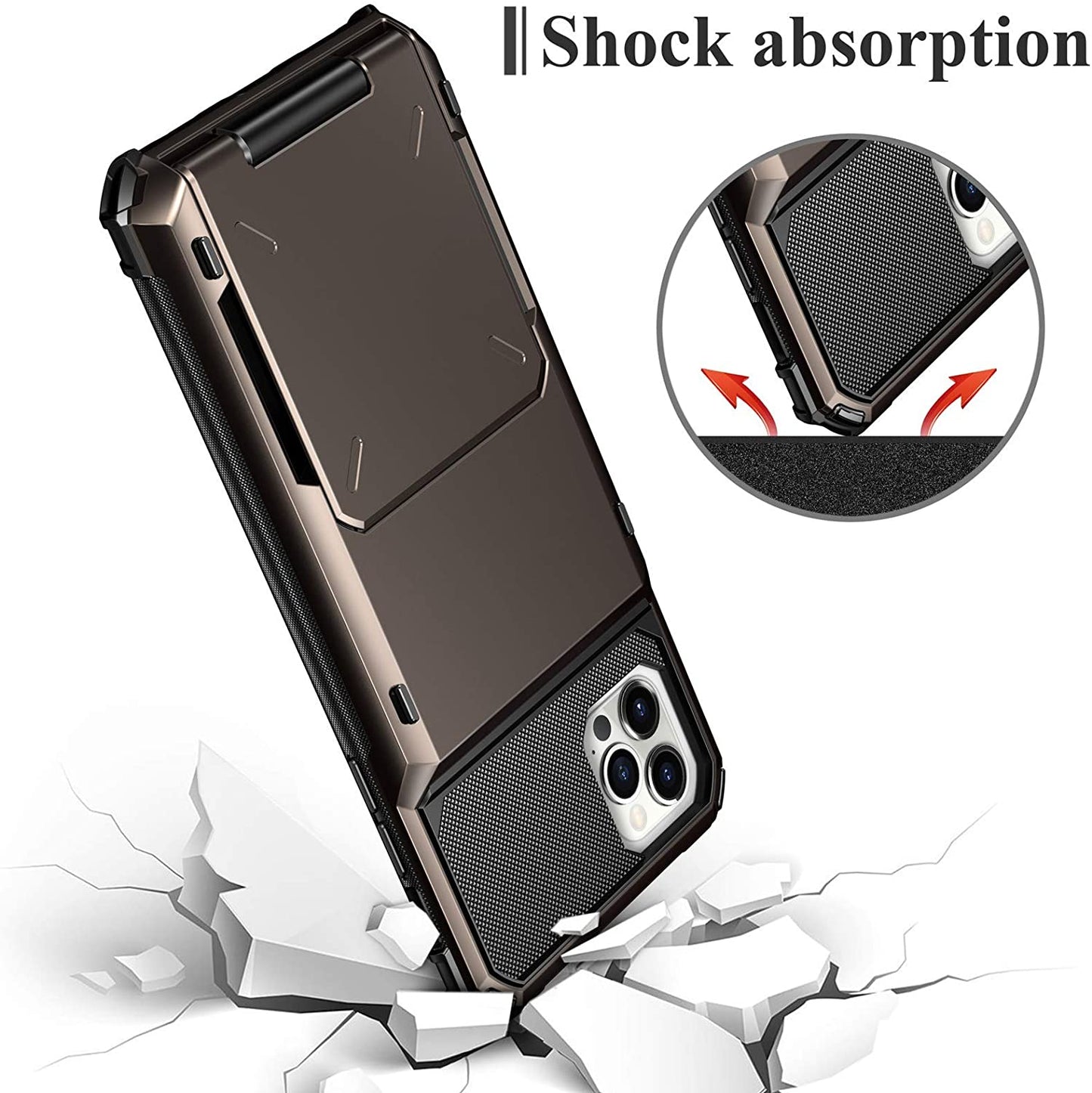 Business Armor Slide Wallet Card Slots Holder Cover for iPhone