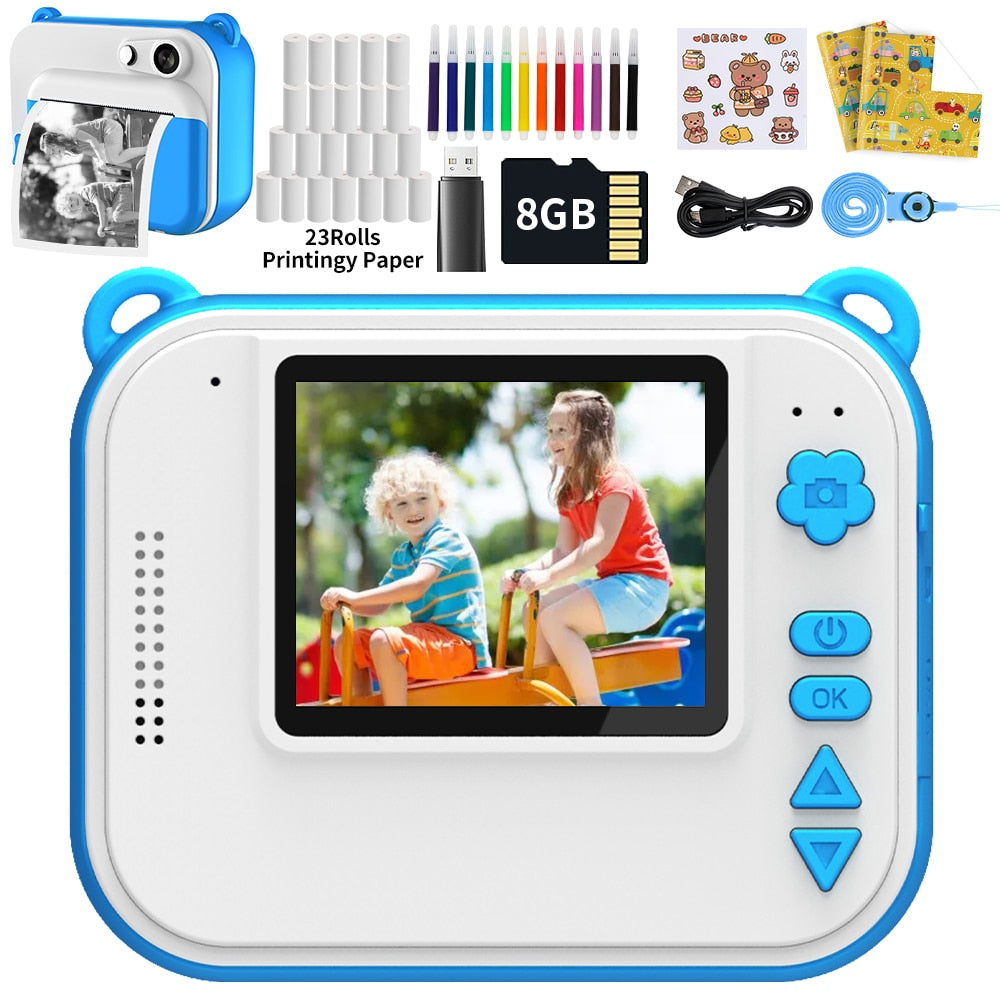 Childrens Instant Print Camera With Thermal Printer Kids Digital Photo Camera Girls Toy Child Camera Video boys Birthday Gift