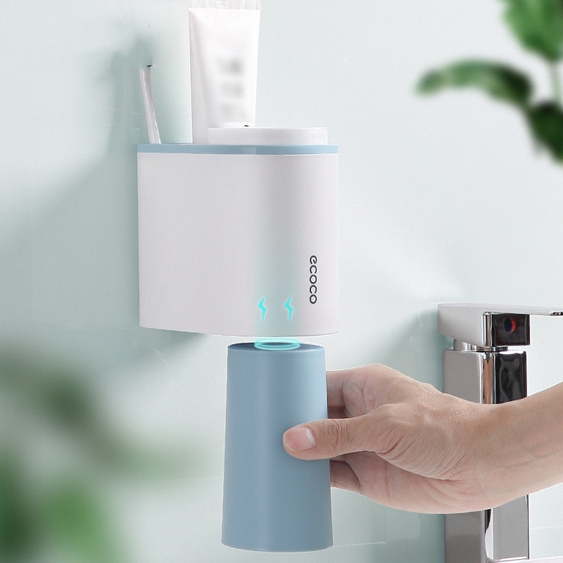 Toothbrush Holder Toothpaste Dispenser Wall Mount Toothbrush Cup Storage Rack Toothpaste Squeezer bathroom accesories