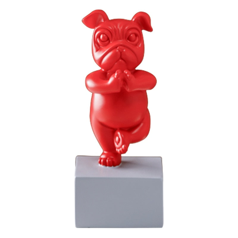 Lovely Yoga French Bulldog Statue Resin Figurines Nordic Creative Cartoon Animals Sculpture Children; Room Decor Crafts