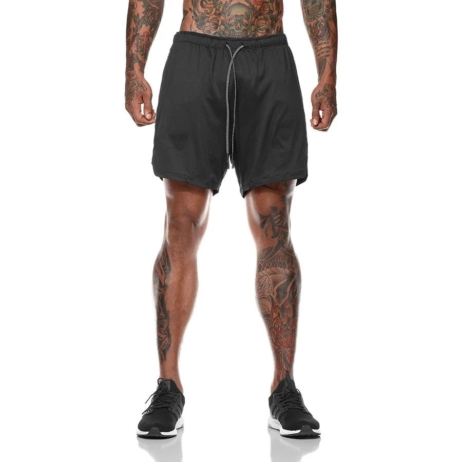 Sport Shorts Men Sportswear Double-deck Running Shorts 2 In 1 Beach Bottoms Summer Gym Fitness Training Jogging Short Pants