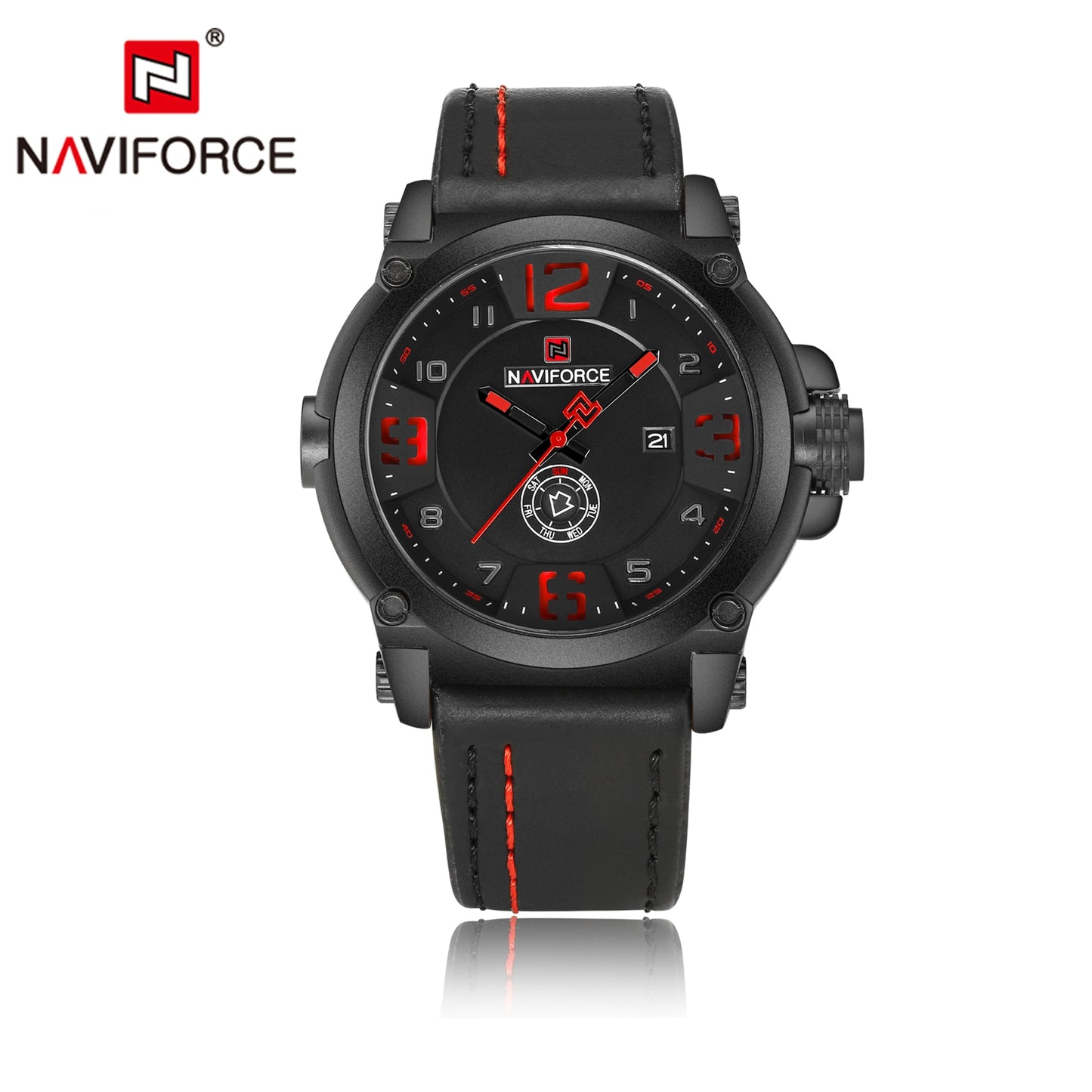 Watch NAVIFORCE Hot Sale Sport Mens Watches Top Brand Luxury Waterproof Leather Quartz Male Wristwatch
