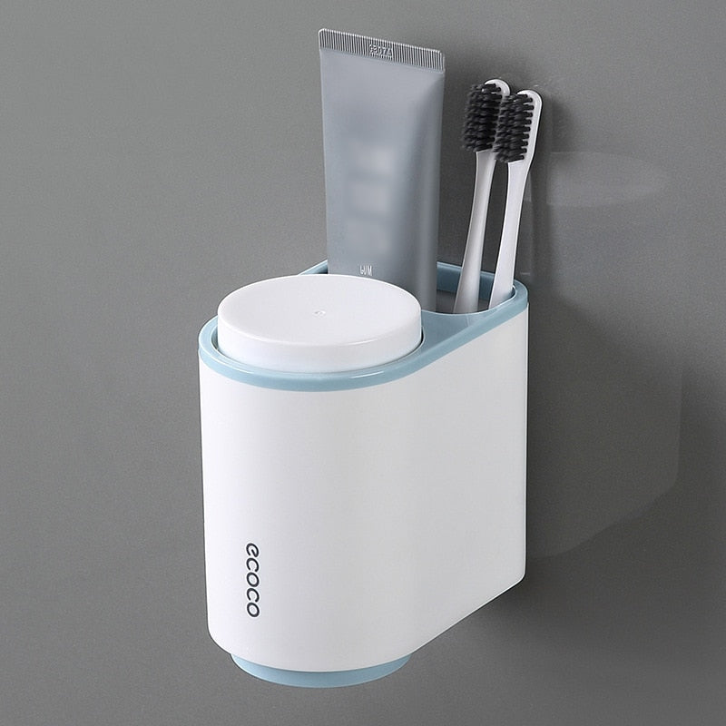 Toothbrush Holder Toothpaste Dispenser Wall Mount Toothbrush Cup Storage Rack Toothpaste Squeezer bathroom accesories