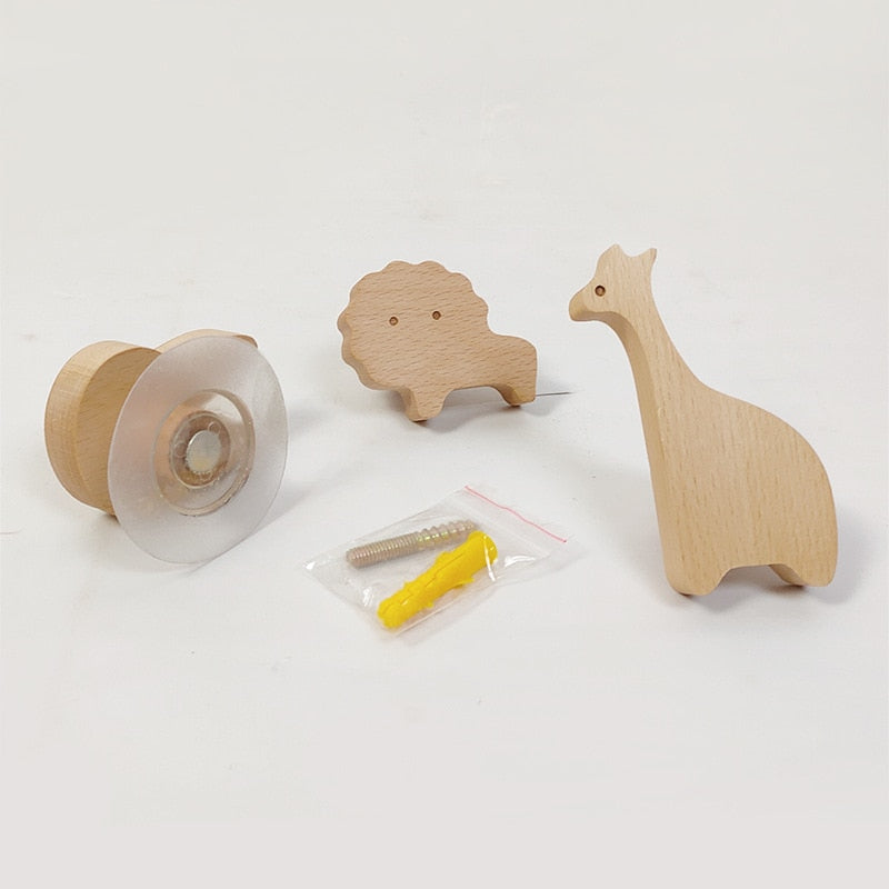 Wooden Hooks Cute Room Decor Animal Hook Wall Keychain Coat Hook Home Decoration Solid Wood Hook Hanger Kitchen Accessories