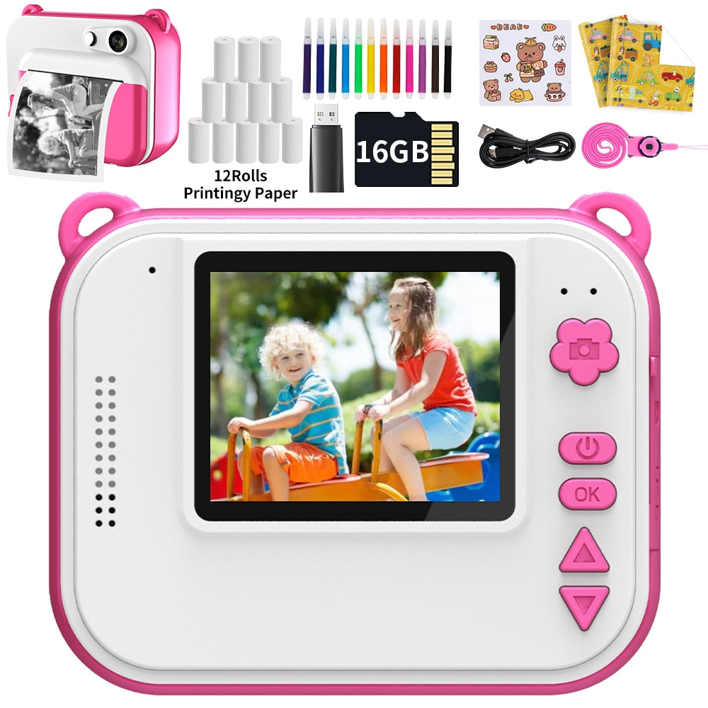 Childrens Instant Print Camera With Thermal Printer Kids Digital Photo Camera Girls Toy Child Camera Video boys Birthday Gift